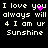 Pixelated text on black background with animated pink heart and purple dot effects replacing 'you' in repeated phrases.