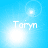 Four blue-tinted display the name 'Taryn' with shifting light effects and lens flares across each frame