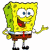 A 50x50 pixel animated buddy icon featuring Spongebob Squarepants with text variations in multiple colors and fonts across four frames.