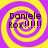 Four identical display purple and yellow spiral backgrounds with dark text reading "Daniele Rox!!!!!!" in each quadrant
