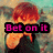Pixelated image of a person with red hair and orange skin wearing dark clothing, overlaid with pink text reading "Get on it" against a blurred background.