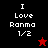 A 4-frame contact sheet of a pixel art animation featuring the text "I Love Ranma 1/2" on alternating black and red backgrounds with star symbols changing between frames.