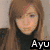 A pixelated image of a person with light brown hair wearing a dark turtleneck, with the text 'Ayu' below.