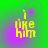 Yellow pixelated text 'i like him' on green background with purple glow, animated with shifting purple light effects.
