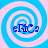 Four identical blue and white spiral patterns with the text 'eRiC2' in dark blue, arranged in a on a light pink background