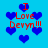 Blue heart shapes and red text reading "I Love Devyn!!!" on a cyan background, with pixelated rendering style.