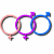 Two side-by-side animated frames showing gender symbols and a website text logo on separate backgrounds.