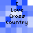 Pixelated blue and white background with black text reading "I Love Cross Country" in two identical vertical arrangements