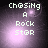 Pixelated text 'Chasing A Rock Star' over a purple nebula background with shifting light effects.