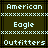 Pixelated text displays 'American Eagle Outfitters' in three lines on a dark green background with black lines