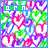 Animated icon with repeating heart pattern in pink, purple, green, and white; text 'lauren' at top left corner.