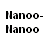 A 48x48 pixel buddy icon featuring a static image of two smiling people in a close pose, with text "Nanoo-Nanoo" on the left side and a warm-toned background.