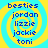 Four identical pixelated icons arranged in a , each featuring blue text on a yellow and cyan spiral background