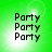 Green background with four each containing three stacked 'Party' texts in black pixelated font
