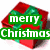 Two side-by-side display identical 'merry Christmas' text over holiday-themed backgrounds with red and green color schemes