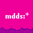 Pixelated pink background with white text 'mds:*' repeated across multiple , purple jagged border separating sections