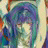 Pixelated anime-style character with multicolored hair on left, black background with white text on right.