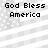 Four identical pixelated display 'God Bless America' text over a grayscale American flag background with diagonal stripes and scattered dots