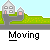 Pixel art animation of a yellow figure pushing a pink truck labeled 'wing' across a landscape with houses and green fields, moving from left to right.