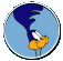 A static buddy icon featuring a cartoon character with blue feathers and yellow feet against a light blue background, next to green text on a dark green background reading "Original Icons .com".