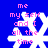 Pixelated blue background with white snowflake and pink text reading 'me my self and I all the time' in four identical