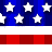 Animated sequence of a pixelated American flag with red, white, and blue stripes and stars on a dark background.