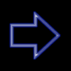 Two arrow-shaped icons with glowing outlines on a black background, one in purple and the other in blue.
