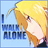Pixelated static icon showing a yellow figure with orange limbs against a light blue background, featuring bold dark blue text reading "I'LL BE ALONE".