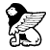 Pixelated black-and-white icon of a winged figure with dark hair, white body, and outstretched wings against a plain background.