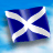 A static pixelated icon displays a white saltire on blue background with subtle shading and gradient effects.