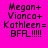 Four display identical pixelated text on different background colors: pink, gray, green, and dark gray
