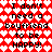 Red and white heart-patterned background with repeated text "I don't need a boyfriend to be HAPPY!" in black pixelated font.