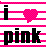 Static pixel art icon featuring black text and a pink heart symbol on alternating white and bright pink horizontal stripes.