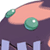Pixelated static icon showing a partial character with purple clothing, peach skin tones, and green gem-like accessories on the shoulder and chest.