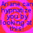 Blue text on a pink background with red spiral patterns reads "Ariane can hypnotize you by looking at this!" in four identical quadrants.