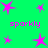 Green background with pink star shapes and repeated "sparkly" text in pixelated font.