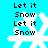 Pixelated snowflake icon with 'Let it Snow' text on cyan background, animated to show two distinct snowflake states.