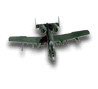 Five military aircraft icons arranged on a gray background: A-10 Thunderbolt II, E-3 Sentry, B-2 Spirit, F-22 Raptor, and two F-16 Fighting Falcons with red accents.