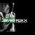 Pixelated figure holding a long object with green and white sections against black background.