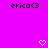 Pixelated text 'erica<3' appears twice on a bright pink background with two white heart icons below.