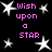 Black background with white star shapes and pink text reading "Wish upon a STAR" in pixelated font.