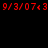 Red digital text displays '9/3/07<3' above and below a central grayscale gradient circle on black background.
