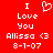 Red background with white pixelated text and symbols: 'I' above a heart, 'Love', 'You', 'Allissa <3', and '8-1-07' in two identical side-by-side