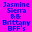 Pixelated text displays names and phrases on a bright pink background with cyan accents, arranged in a of repeated elements
