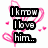 Pixelated text in black boxes with pink heart outlines on white background, forming a four-part message about love and uncertainty.