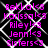 Static image with pink text listing names over a black background featuring white chain-link patterns.