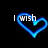 Blue neon heart outline with white text fragments 'I wish', 'he would', and 'answer' positioned around it on a black background.