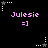 Pixelated pink text 'Julesie =]' on black background with white and gray star-shaped cursor icons in four corners.