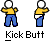 Animated contact sheet of a pixel art stick figure performing a butt-kicking motion across multiple frames, with text labels beneath each frame.
