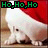 nine identical animated frames showing a white animal in a Santa hat with 'Ho, Ho, Ho' text above it